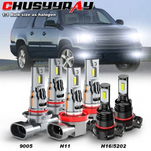 For Chevy Suburban 1500 LT Sport Utility 6.0L 2007-2014 LED Headlight Fog Lights - Picture 1 of 17