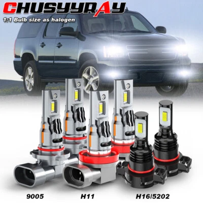 For Chevy Suburban 1500 LT Sport Utility 6.0L 2007-2014 LED Headlight Fog Lights - Image 1 of 4