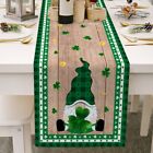 Patrick s Day Gnomes Clover Cotton Linen Table Runner Dresser Scarves Tablecloth