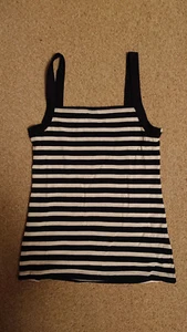 Long Tall Sally, Women’s Navy & White Stripe square neck Vest Top, Size 10 - Picture 1 of 2