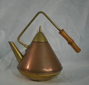 VTG Conical Copper and Brass Teapot w/Bamboo Handle Made in Holland ~ Striking! - Picture 1 of 19