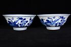 A Pair Chinese Blue&White Porcelain Hand Painted Flower and Bird Bowls 10457