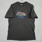 Vintage St. Louis T Shirt Mens Medium M Black Embroidered Paddle Boat Party 90s 