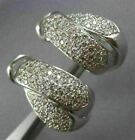 ESTATE LARGE 1.79CT DIAMOND 14KT WHITE GOLD PAVE CRISS CROSS CLIP ON EARRINGS