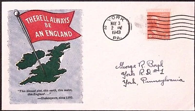 1943 WW2 There'll Always be England Patriotic Postal Cover - Image 1 of 2