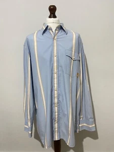 TIMBERLAND Shirt Mens Long Sleeve Blue White Orange Cotton Size 2XL Striped - Picture 1 of 11