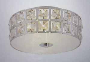 TransGlobe Flush Mount 11" Round Kinetic Chrome Ice Cube Glass Light Fixture NIB - Picture 1 of 3