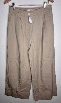 Pantalón LOFT Popelina Beige Plisado Pierna Ancha Talla 6 Nuevo Con Etiquetas Foto 1 de 4