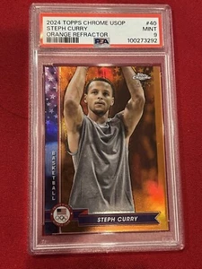 2024 Topps Chrome #40 STEPH CURRY Orange Refractor /25 PSA 9 USA Olympic - Picture 1 of 13