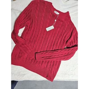 NWT ALASHAN Mens cotton cashmere crewneck cabled sweater , Large - Picture 1 of 8