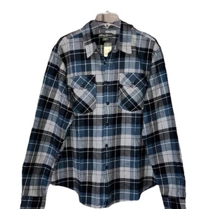 Eddie Bauer Slim Fit XL Flannel Shirt Blue White Plaid Button Down Cotton NWT - Picture 1 of 7