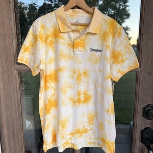 Disneyland Men’s Short Sleeve Polo Shirt Yellow Tie Dye Size Medium NEW - Picture 1 of 10