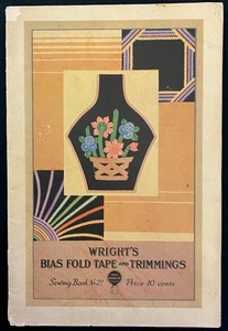 1929 Wright’s Bias Fold Tape Sewing Book No. 21 Trim Clothing Household Items - Imagen 1 de 9