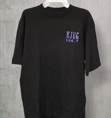 Vintage KJUG 106.7 Radio Station Black Graphic T-Shirt, Size L - Image 1 of 4