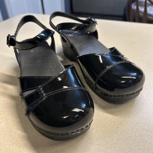 NEW Dansko Maeve Mary Jane Shoes Women's 40 9-9.5 Black Leather Comfort Clogs - Picture 1 of 6