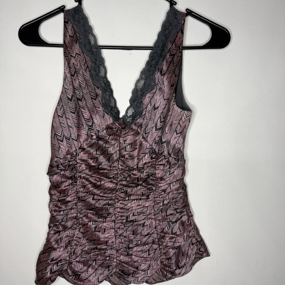 Top de encaje púrpura The Limited seda acanalada talla pequeña vintage Y2k Fairy Grunge Foto 1 de 4