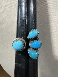 925, Sterling Silber Türkis Bypass Ring, sitzt Größe 11, Südwesten, Pfote - Bild 1 von 7