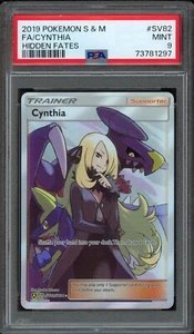 2019 Pokemon Sun & Moon Hidden Fates Cynthia SV82/SV94 Full Art PSA 9 Mint - Picture 1 of 2