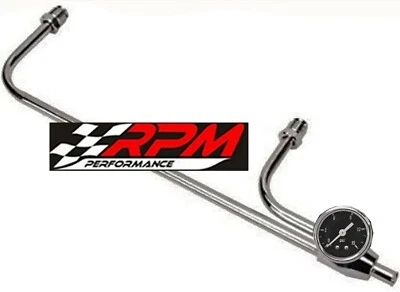 Brawler Chrome Fuel Line 4150 Double Pumper Carburetor Carb BLACK GAUGE 3/8 Hose - Image 1 of 2