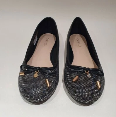 Carvela Embellished Ballet Shoes. Gunmetal Grey. UK4 Comfort Flats Bow Detailing - Image 1 of 4