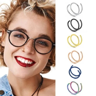 Piercing Setto Anello Acciaio Orecchino a Cerchio Due Giri Naso Orecchio Labbra - Immagine 1 di 4