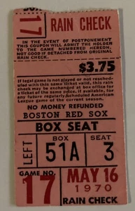 1970 Tony Conigliaro HR Ticket #132 Life Boston Red Sox May 16 Vs Indians - Picture 1 of 2