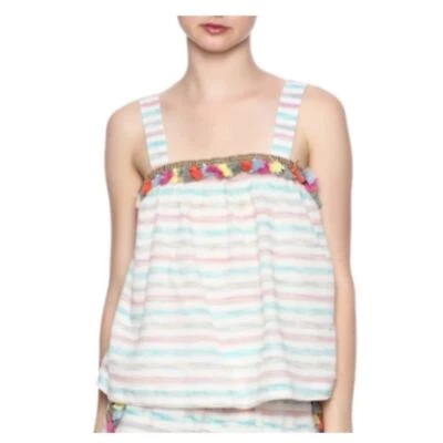 Honey Punch Tassel and Stripe Tank Boho Beach Tassel Size Large - Image 1 of 4