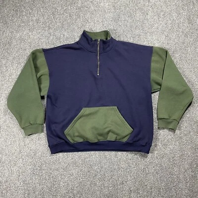 Sudadera Vintage Años 90 Max Active 2 Tonos Pequeña 1/4 Cremallera Azul Verde Cuello Alto Foto 1 de 4