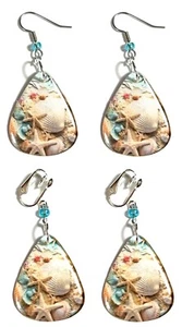 Pendientes colgantes Beach Sea Shells lágrima perforados o con clip (GP084) - Imagen 1 de 3