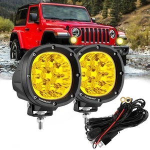 AUXBEAM 4"Inch LED Fog Lights Driving Offroad Yellow For Jeep Wrangler JK CJ LJ - Bild 1 von 12