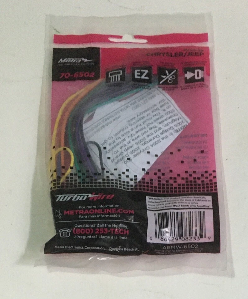 Arnés de cableado Metra 70-6502 para vehículos Chrysler/Dodge/Jeep 2002-2007 seleccionados Foto 1 de 1