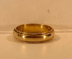 Vintage Yellow Gold Filled Milgrain WEDDING BAND Ring 4mm Size 4 NEW Old Stock - Picture 1 of 6