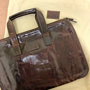 Moore & Giles Slim Portfolio Briefcase Brown Leather NEW with dust bag - Foto 1 di 14