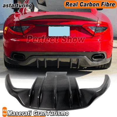 Fit For Maserati GranTurismo 06-14 Rear Bumper Diffuser Lip Spoiler Real Carbon  - Image 1 of 4