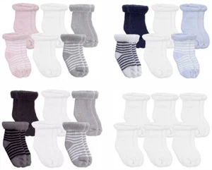 Kushies 6-Pack Terry Newborn Striped & Solid Cotton Socks - 533562 - Picture 1 of 5
