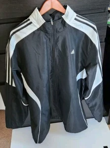 Adidas Men’s Windbreaker Jacket Size XL Hidden Hoodie Full Zipper EXC COND Black - Picture 1 of 9
