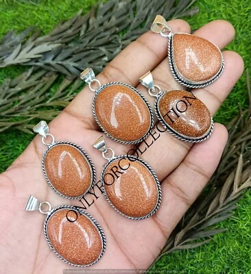 Regalo Brillante Piedras Preciosas de Piedra Solar 925 Chapado en Plata de Ley Hecho a Mano Colgante Joyería Foto 1 de 3