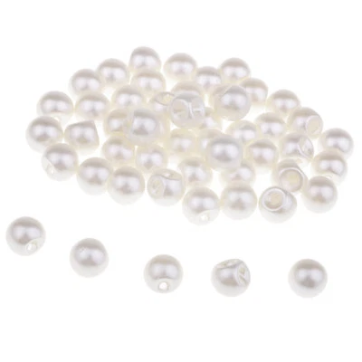 50Pcs Plastic Round Pearl Buttons Sewing Buttons Clothes Accessories 12mm - Image 1 of 4