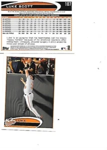 Luke Scott 2012 Topps Baseball Card #107 NM BOGO FREE Baltimore Orioles - Picture 1 of 1
