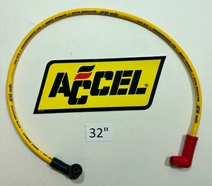 32" Single Replacement 8.8mm YELLOW ACCEL Spark Plug Wire Points Cap 90 DEGREE - Picture 1 of 2