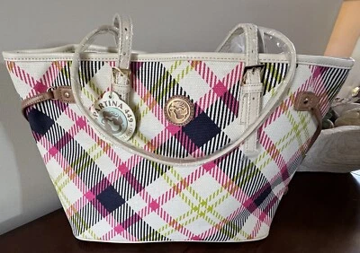 Spartina 449 Jetsetter Everett Plaid Tote Bag Pink Lime Blue HTF & NWT - Image 1 of 4