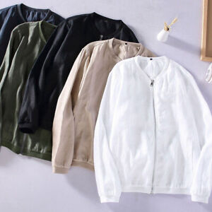2023 new Men's cotton linen jacket thin long sleeved jacket cardigan casual top