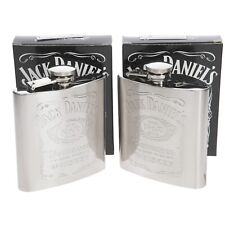 2 x Jack Daniels Old No 7 Stainless Steel 7oz Hip Flask -Whiskey Pocket Flask