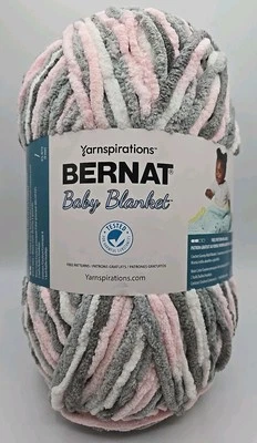 Bernat Baby Blanket Yarn "Baby Grays" Color 10.5oz/300g/220yds/201m #6 Bulky