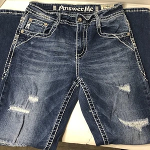 Answer Me Jeans Herren 32 x 32 Maße (31 x 30,5) dunkel distressed Ziernaht - Bild 1 von 17