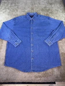 VTG Eddie Bauer Mens XXL Denim Button Long Sleeve Shirt Made in Canada C687 - Picture 1 of 10