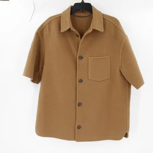 canali shirt jacket men's Medium wool blend short sleeve button up hand sewn - Picture 1 of 12