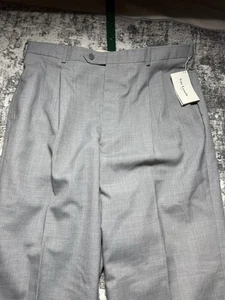 Guy Laroche Men’s Seersucker Pleated Trousers Gray Size 38 X 33 Causal Preppy - Picture 1 of 22