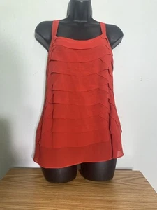 Anthropologie Hazel Layered Pleated Sleeveless Top Sz M Red NEW - Picture 1 of 8