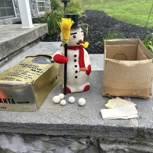 Muñeco de nieve vintage de Navidad mecánico con caja Magic Santa Creation 11" - Imagen 1 de 5
